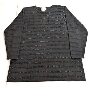 Vintage Sideffects Sweater Tunic Beaded Black Whimsigoth Goth 80s Holiday